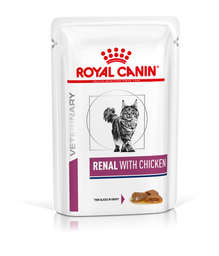 Вологий корм для дорослих котів з хронічною нирковою недостатністью Royal Canin Renal with chicken Feline, з куркою, 85 г
