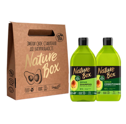 Подарунковий набір Nature Box з олією Авокадо: Шампунь, 385 мл + Бальзам, 385 мл