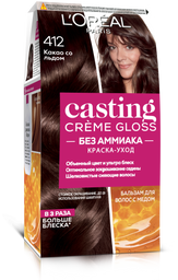 Краска-уход для волос без аммиака L'Oreal Paris Casting Creme Gloss, тон 412 (Какао со льдом), 120 мл (A5713876)