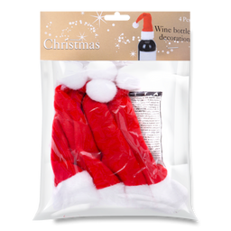 Набор шапочек на бутылку Offtop Дед Мороз, 4 шт, красный (854904)
