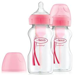 Антиколиковая бутылочка Dr. Brown's Options +, с широким горлышком, 270 мл, розовый, 2 шт. (WB92601-ESX)