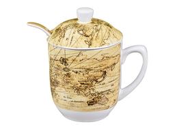 Чашка заварювальна Lefard Карта Світу, з ложкою, 300 мл (985-045)