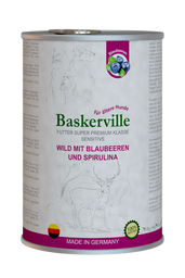 Влажный корм для собак Baskerville Sensitive Wild Mit Blaubeeren und Spirulina Оленина с черникой и спирулиной, 400 г