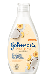 Гель для душу Johnson’s Vita-Rich Смузі, розслабляючий, з йогуртом, кокосом і екстрактом персика, 750 мл