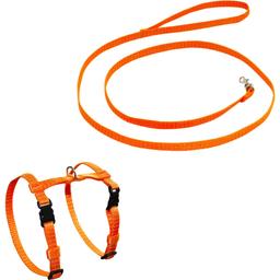 Комплект капроновый Lucky Pet Н-образный, шлея 22-32х24-35х1 см + поводок, оранжевый