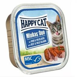 Вологий корм для котів Happy Cat Duo Rind&WLachs, паштет у соусі з яловичиною та диким лососем, 100 г