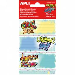 Шкільні етикетки Apli Kids Графіті, самоклеючі, 9 шт., 81х36 мм (18444)
