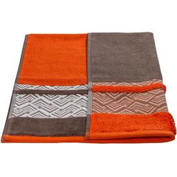 Полотенце махровое Hobby Nazende, 90х50 см, оранжевое с коричневым (313767)