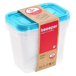 Комплект емкостей для СВЧ Keeeper Fredo Fresh, 1 л, голубой, 3 шт. (674)
