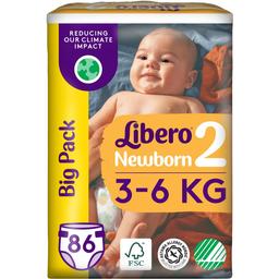 Подгузники Libero Newborn 2 (3-6 кг), 86 шт. (84001)