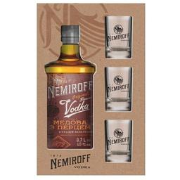 Настойка Nemiroff Original Украинская медовая с перцем, 40 %, 0,7 л + 3 рюмки