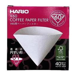 Фильтры бумажные Hario V60 01 для пуровера, 40 шт, белые (VCF-01-40W)