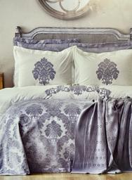 Набор постельное белье с покрывалом и пледом Karaca Home Adrienne gri, евро, серый, 10 предметов (svt-2000022285407)