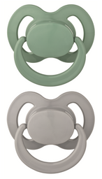 Пустушка силіконова Baby-Nova з кільцем, ортодонтична, 0-6 мес., зелений із сірим, 2шт (3962023)