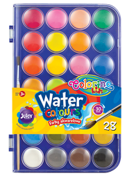 Фарби акварельні Colorino, великі таблетки, з пензликом, 28 кольорів (67317PTR)