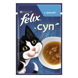 Влажный дополнительный корм Purina Felix Суп для взрослых кошек с треской, 48 г (12479133)