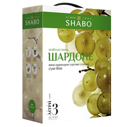 Вино Shabo Шардоне, біле, сухе, Bag-in-Box, 9,5-14%, 3 л