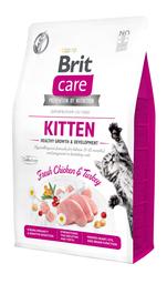 Беззерновой сухой корм для котят, а также для беременных или кормящих кошек Brit Care Cat GF Kitten Growth&Development, со свежей курицей и индейкой, 2 кг