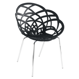 Крісло Papatya Flora-ML, матове чорне сидіння, ніжки хром (873574)