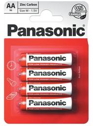 Сольові батарейки пальчикові Panasonic 1,5 V АА R6 Red Zink Zink-Carbon, 4 шт. (R6REL/4BPR)