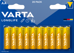 Батарейка Varta Long Life AA Bli Alkaline, 1,5 V, 20 шт. (4106101420)