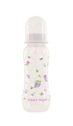 Бутылочка для кормления Baby Team, с талией и силиконовой соской, 250 мл, белый (1121_белый)
