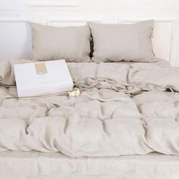 Комплект постельного белья MirSon Natural Linen Jasmine лен евро бежево-серый (2200008269074)