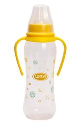 Пляшечка для годування Lindo, вигнута з ручками, 250 мл, жовтий (Li 147 жел)