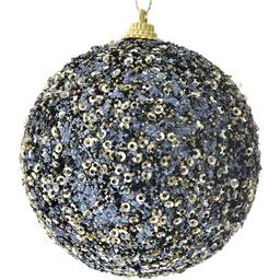 Рождественский шар с глиттером 8 см черный 6 шт. (681-038)