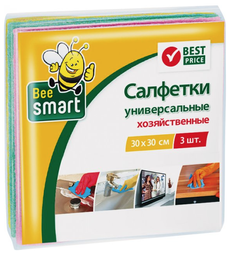 Салфетки универсальные Paclan Bee Smart, из нетканого полотна, 3 шт.