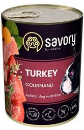 Влажный корм для взрослых собак всех пород Savory Dog Gourmand, с индейкой, 400 г