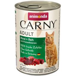 Вологий корм для котів Animonda Carny Adult Beef + Venison with Cowberries з яловичиною, олениною та брусницею, 400 г