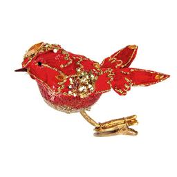 Елочное украшение Lefard Птичка декоративная, 15х5 см, красный (66-081)