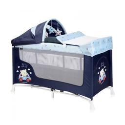 Манеж-кровать Lorelli San Remo 2L+ blue bear, темно-синий (23335)