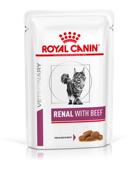 Вологий корм для дорослих котів з хронічною нирковою недостатністю Royal Canin Renal with beef Feline, з яловичиною, 85 г