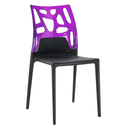 Стілець Papatya Ego-Rock, чорне сидіння, верх прозоро-пурпурний (388559)