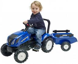 Детский трактор Falk New Holland на педалях, с прицепом, синий (3080АВ)