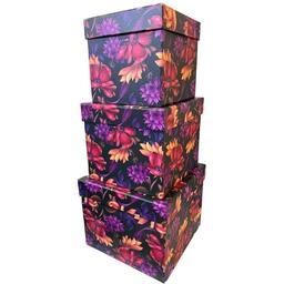 Набір подарункових коробок UFO Flowers1 3 шт. (W5230 Набір 3 шт Flowers1 квадр.)