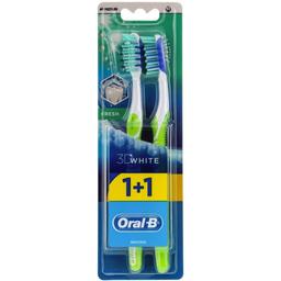 Зубна щітка Oral-B 3D White Fresh, середня, зелена, 2 шт.