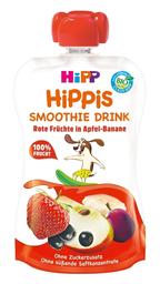 Набор фруктовых смузи HiPP HiPPiS Pouch Красные ягоды с яблоком и бананом, 720 г (6 упаковок по 120 г)