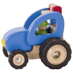 Машинка деревянная Goki Трактор, синий, 14,5 см (55928G)