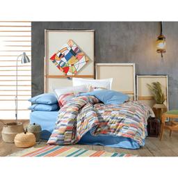Комплект постельного белья Hobby Poplin Mikado, поплин, 220х160 см, синий с горчичным (54391_1,5)
