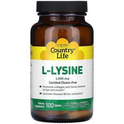 Аминокислота L-лизин Country Life 1000 мг 100 таблеток