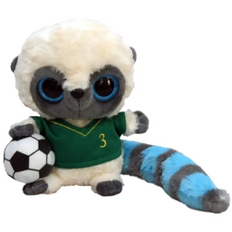Мягкая игрушка Aurora Yoo Нoo, лемур, футболист, зеленая футболка, 12 см (91303R)