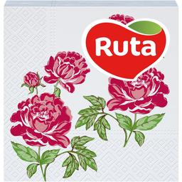 Серветки Ruta Double Luxe Флора, двухслойные, 24х24 см, 40 шт., белые