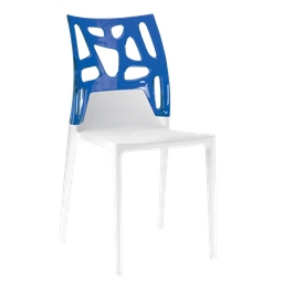 Стул Papatya Ego-Rock, белое сиденье, верх прозрачно-синий (388962)