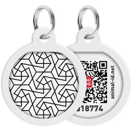 Адресник для собак и кошек Waudog Smart ID с QR паспортом, Геометрия, S, диаметр 25 мм