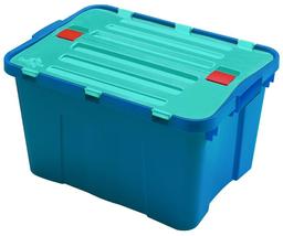Ящик-контейнер пластиковий з кришкою і кліпсами Heidrun Factory, 34 л, 49х36х28 см, бірюзовий (1645)