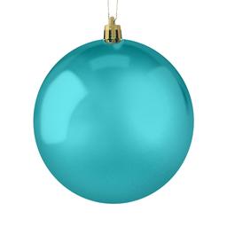 Рождественский шар 10 см бирюзовый 4 шт. (681-052)