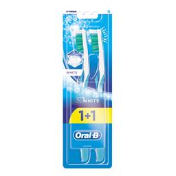 Зубна щітка Oral-B 3D White Відбілювання, середня, блакитна, 2 шт.